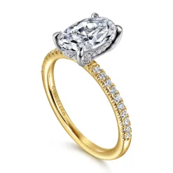 Hot Gabriel & Co. Stasia - 14K White-Yellow Gold Oval Diamond Engagement Ring