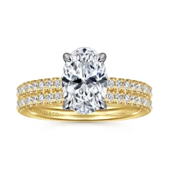 Hot Gabriel & Co. Stasia - 14K White-Yellow Gold Oval Diamond Engagement Ring