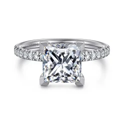 Best Gabriel & Co. Stasia - 14K White-Yellow Gold Princess Cut Diamond Engagement Ring
