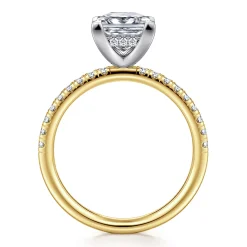 New Gabriel & Co. Stasia - 14K White-Yellow Gold Princess Cut Diamond Engagement Ring