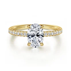 Hot Gabriel & Co. Stasia - 14K Yellow Gold Oval Cut Diamond Engagement Ring