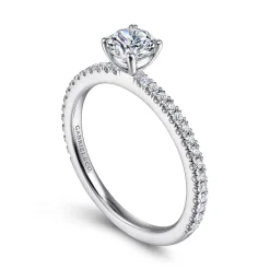 New Gabriel & Co. Stefanie - 14K White Gold Round Diamond Engagement Ring