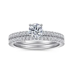 New Gabriel & Co. Stefanie - 14K White Gold Round Diamond Engagement Ring
