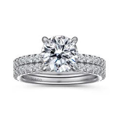 New Gabriel & Co. Stefie - 14K White Gold Round Diamond Engagement Ring