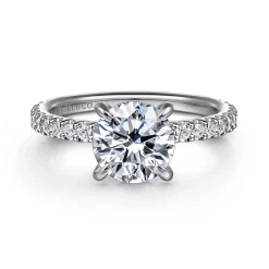 New Gabriel & Co. Stefie - 14K White Gold Round Diamond Engagement Ring