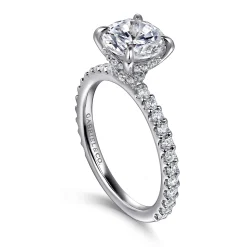 New Gabriel & Co. Stefie - 14K White Gold Round Diamond Engagement Ring