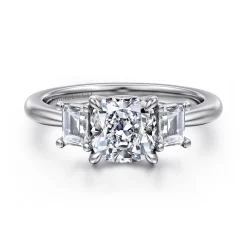 Hot Gabriel & Co. Stephi - 14K White Gold Cushion Cut Three Stone Diamond Engagement Ring