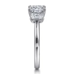 Outlet Gabriel & Co. Stephi - 14K White Gold Cushion Cut Three Stone Diamond Engagement Ring