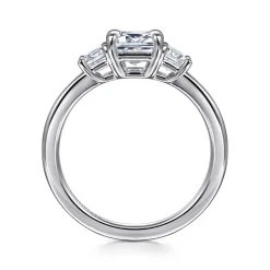 Sale Gabriel & Co. Stephi - 14K White Gold Emerald Cut Three Stone Diamond Engagement Ring