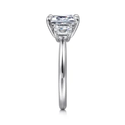 Sale Gabriel & Co. Stephi - 14K White Gold Emerald Cut Three Stone Diamond Engagement Ring