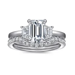 Gabriel & Co. Stephi - 14K White Gold Emerald Cut Three Stone Diamond Engagement Ring