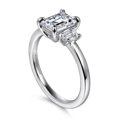 Gabriel & Co. Stephi - 14K White Gold Emerald Cut Three Stone Diamond Engagement Ring