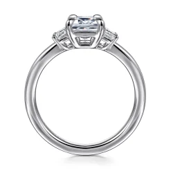Gabriel & Co. Stephi - 14K White Gold Emerald Cut Three Stone Diamond Engagement Ring