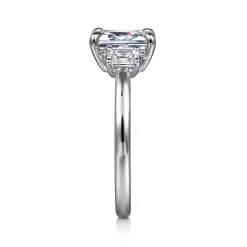 Gabriel & Co. Stephi - 14K White Gold Emerald Cut Three Stone Diamond Engagement Ring