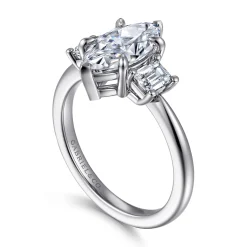 Clearance Gabriel & Co. Stephi - 14K White Gold Marquise Shape Three Stone Diamond Engagement Ring