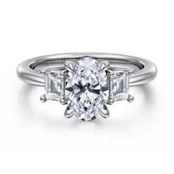Gabriel & Co. Stephi - 14K White Gold Oval Three Stone Diamond Engagement Ring