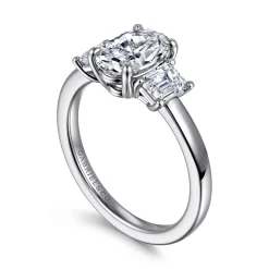 New Gabriel & Co. Stephi - 14K White Gold Oval Three Stone Diamond Engagement Ring