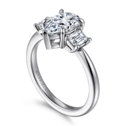Clearance Gabriel & Co. Stephi - 14K White Gold Pear Shape Three Stone Diamond Engagement Ring