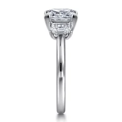 New Gabriel & Co. Stephi - 14K White Gold Princess Cut Three Stone Diamond Engagement Ring