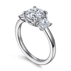 Best Gabriel & Co. Stephi - 14K White Gold Round Three Stone Diamond Engagement Ring