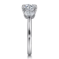 Best Gabriel & Co. Stephi - 14K White Gold Round Three Stone Diamond Engagement Ring