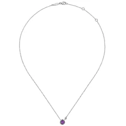 Hot Gabriel & Co. 925 Sterling Silver Amethyst and Diamond Pendant Necklace