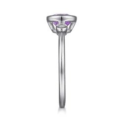 New Gabriel & Co. 925 Sterling Silver Amethyst and Diamond Ring
