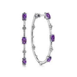Hot Gabriel & Co. 925 Sterling Silver Amethyst Bujukan Classic 40mm Hoop Earrings