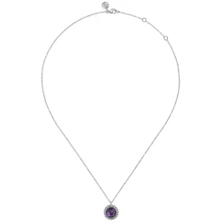 Online Gabriel & Co. 925 Sterling Silver Amethyst Bujukan Round Shape Necklace With Pattern