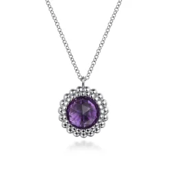 Online Gabriel & Co. 925 Sterling Silver Amethyst Bujukan Round Shape Necklace With Pattern