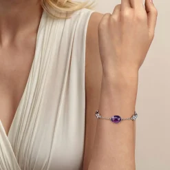 Online Gabriel & Co. 925 Sterling Silver Amethyst Station Bracelet