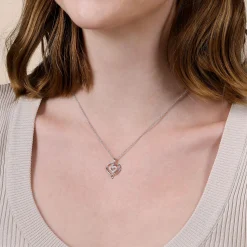 Clearance Gabriel & Co. 925 Sterling Silver and Diamond Double Heart Pendant Necklace