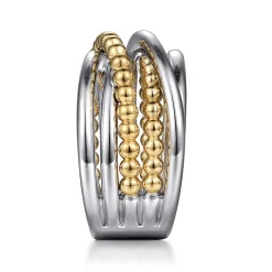 Clearance Gabriel & Co. 925 Sterling Silver and 14K Yellow Gold Criss-Cross Ring