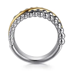 Sale Gabriel & Co. 925 Sterling Silver and 14K Yellow Gold Bujukan Multiple Row Wide Band Ring