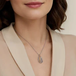 Best Gabriel & Co. 925 Sterling Silver and 14K Yellow Gold Teardrop Pendant Necklace-Bujukan