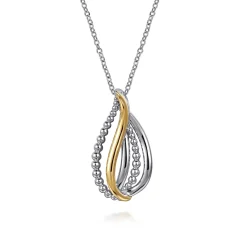 Best Gabriel & Co. 925 Sterling Silver and 14K Yellow Gold Teardrop Pendant Necklace-Bujukan