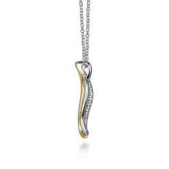 Best Gabriel & Co. 925 Sterling Silver and 14K Yellow Gold Teardrop Pendant Necklace-Bujukan