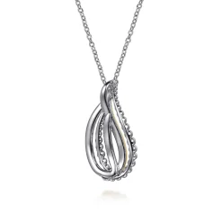 Best Gabriel & Co. 925 Sterling Silver and 14K Yellow Gold Teardrop Pendant Necklace-Bujukan
