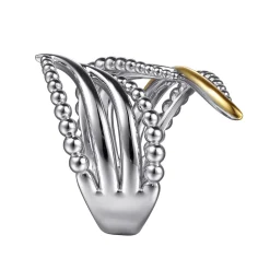Discount Gabriel & Co. 925 Sterling Silver and 14K Yellow Gold Bujukan Multiple Row Bypass Ring
