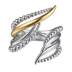Discount Gabriel & Co. 925 Sterling Silver and 14K Yellow Gold Bujukan Multiple Row Bypass Ring