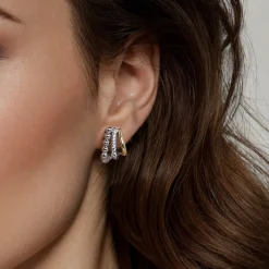 Outlet Gabriel & Co. 925 Sterling Silver and 14K Yellow Gold White Sapphire J Hoop Earrings-Bujukan