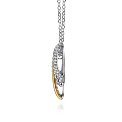 Best Gabriel & Co. 925 Sterling Silver and 14K Yellow Gold Bujukan and White Sapphire Multiple Row Pendant Necklace