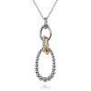 Discount Gabriel & Co. 925 Sterling Silver and 14K Yellow Gold Bujukan White Sapphire Link Pendant Necklace