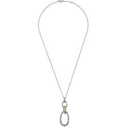 Discount Gabriel & Co. 925 Sterling Silver and 14K Yellow Gold Bujukan White Sapphire Link Pendant Necklace