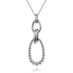 Discount Gabriel & Co. 925 Sterling Silver and 14K Yellow Gold Bujukan White Sapphire Link Pendant Necklace