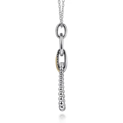 Discount Gabriel & Co. 925 Sterling Silver and 14K Yellow Gold Bujukan White Sapphire Link Pendant Necklace