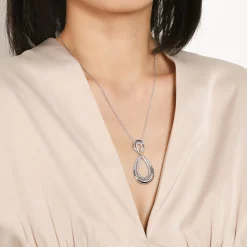 New Gabriel & Co. 925 Sterling Silver and 14K Yellow Gold Bujukan White Sapphire Teardrop Necklace