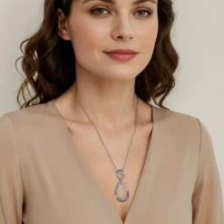 New Gabriel & Co. 925 Sterling Silver and 14K Yellow Gold Bujukan White Sapphire Teardrop Necklace