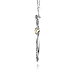 New Gabriel & Co. 925 Sterling Silver and 14K Yellow Gold Bujukan White Sapphire Teardrop Necklace