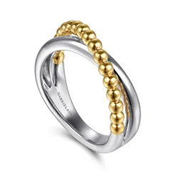 Sale Gabriel & Co. 925 Sterling Silver and 14K Yellow Gold Bujukan Criss Cross Ring